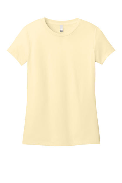 Custom Embroidered District T-Shirts  in Soft Yellow