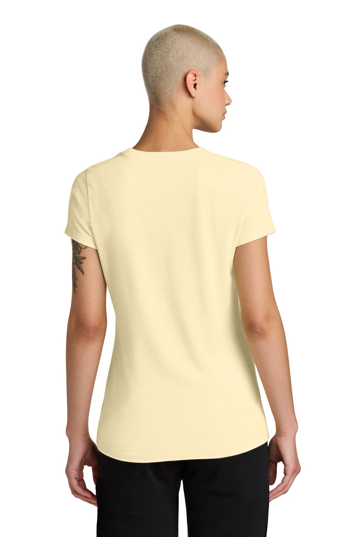 Custom Embroidered District T-Shirts  in Soft Yellow