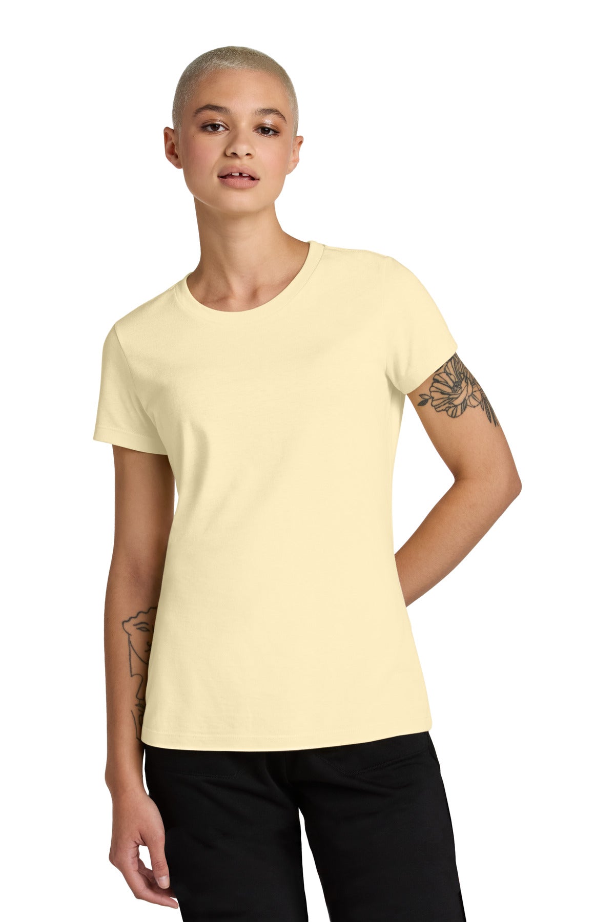 Custom Embroidered District T-Shirts  in Soft Yellow