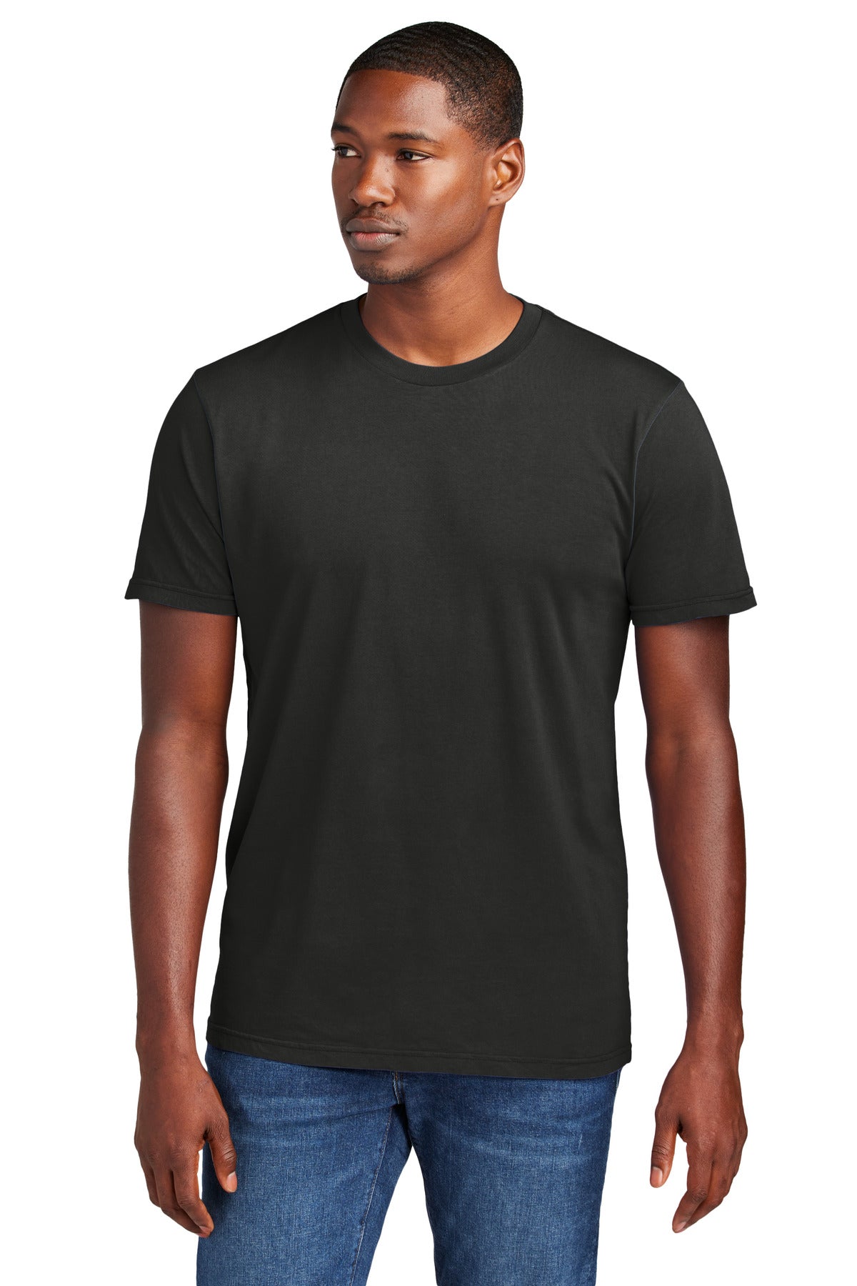 Custom Embroidered District T-Shirts  in Black