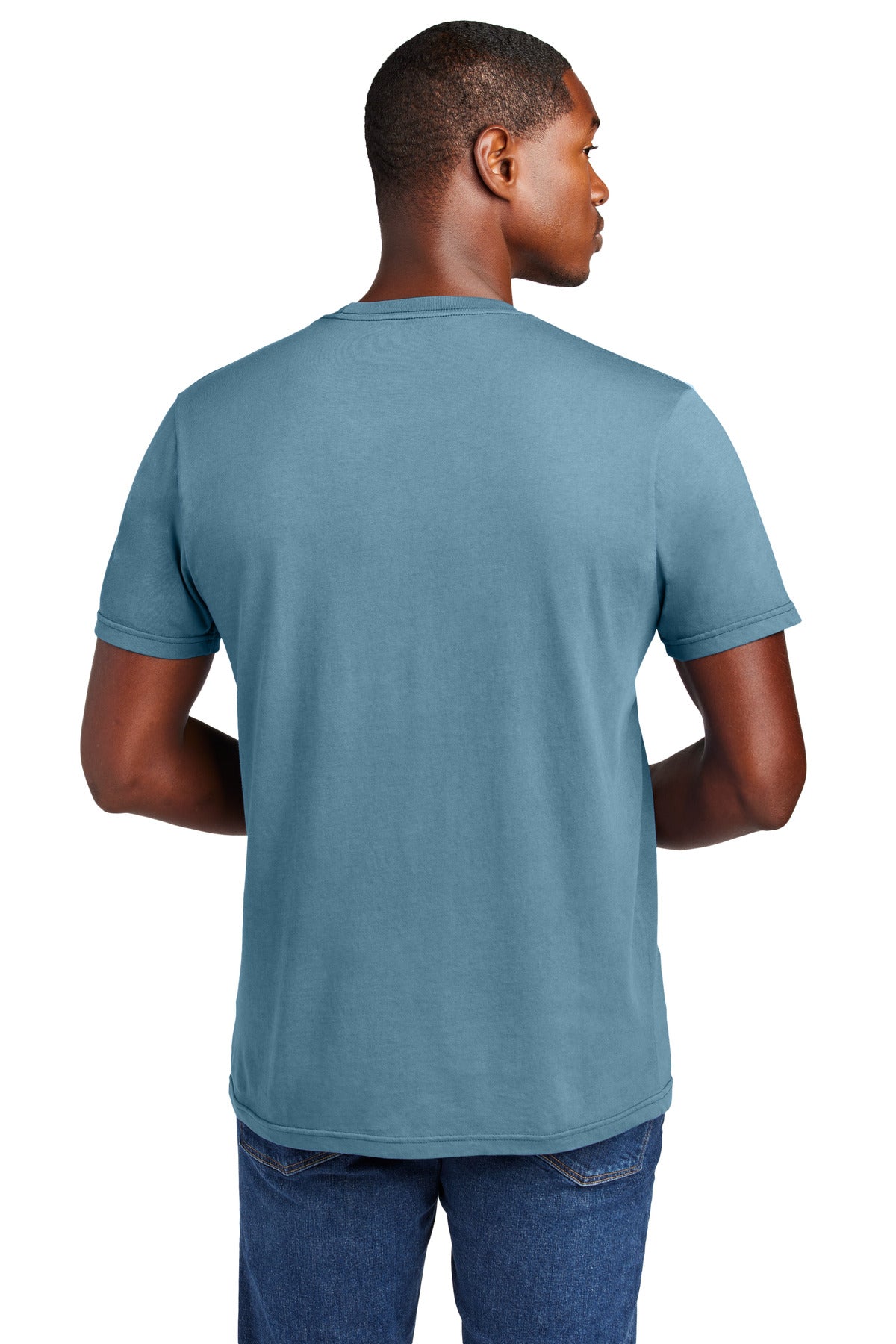 Custom Embroidered District T-Shirts  in Dusk Blue