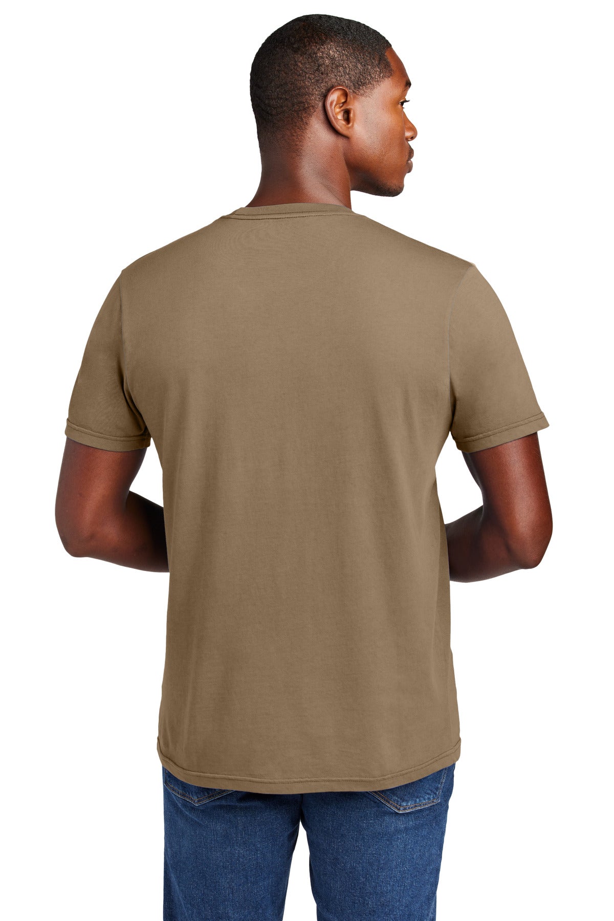 Custom Embroidered District T-Shirts  in Mushroom