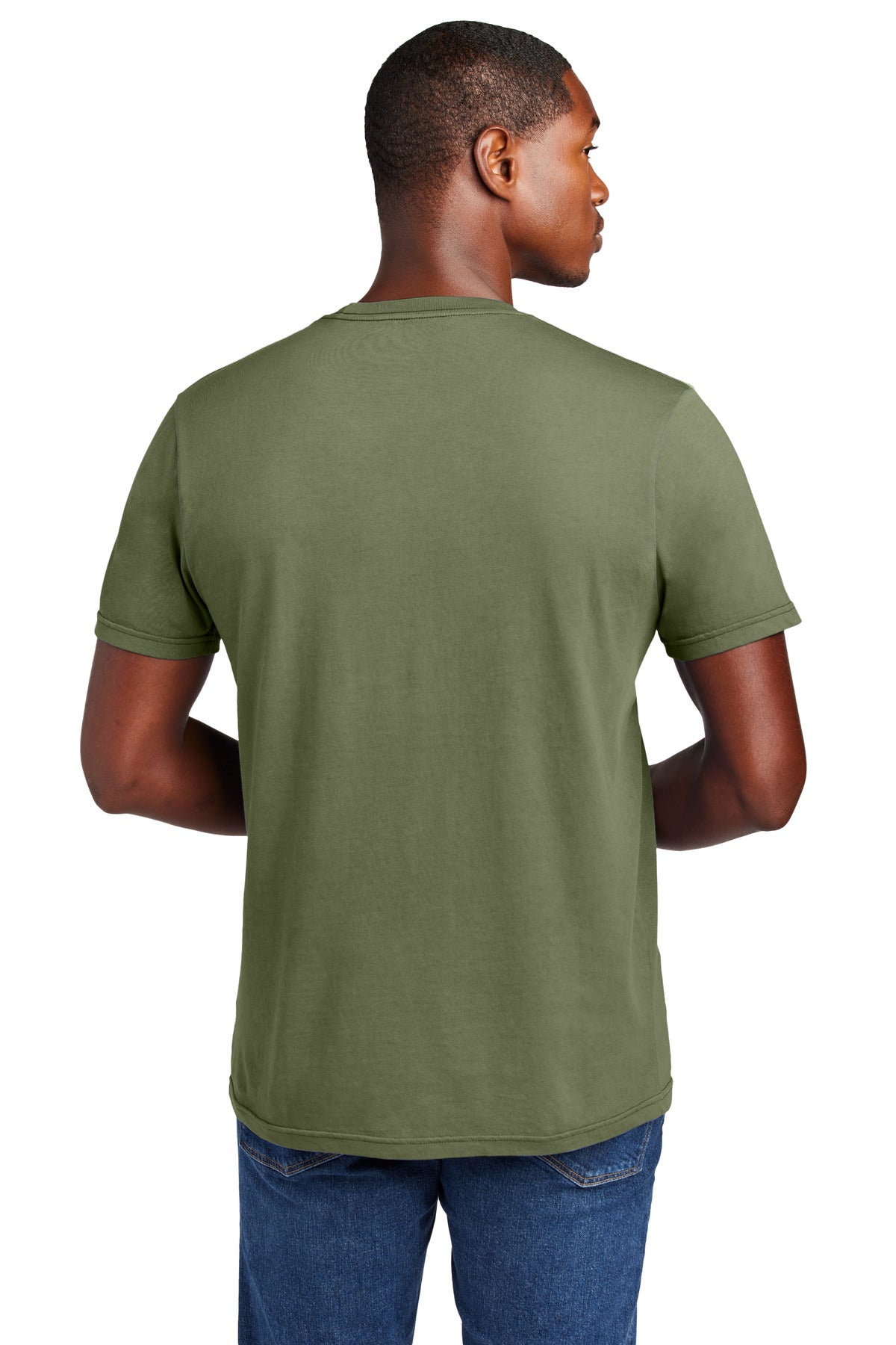 Custom Embroidered District T-Shirts  in Olive Drab Green