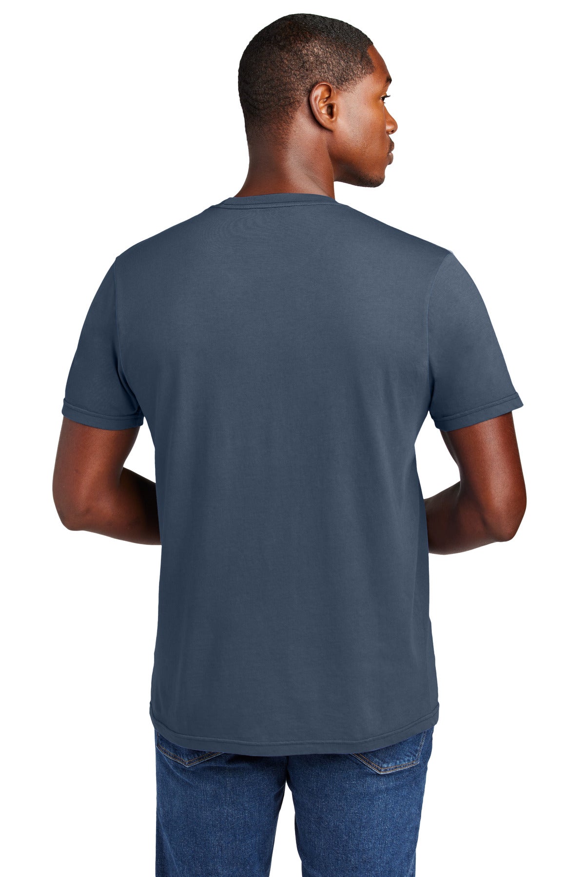 Custom Embroidered District T-Shirts  in True Navy