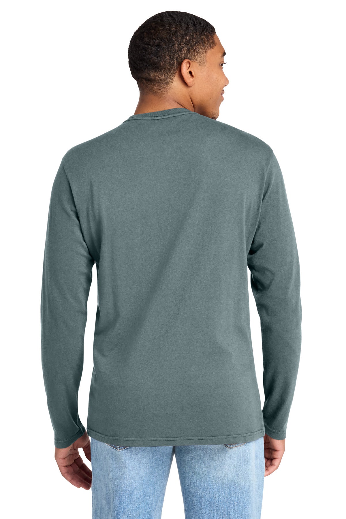 Custom Embroidered District T-Shirts  in Deep Steel Blue