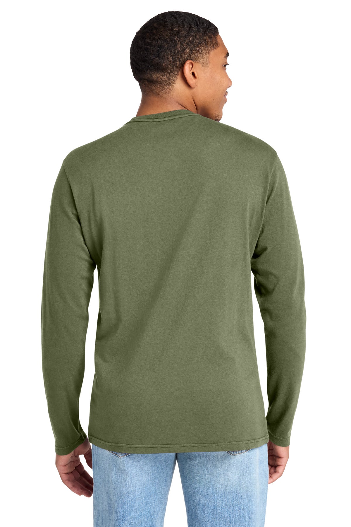 Custom Embroidered District T-Shirts  in Olive Drab Green