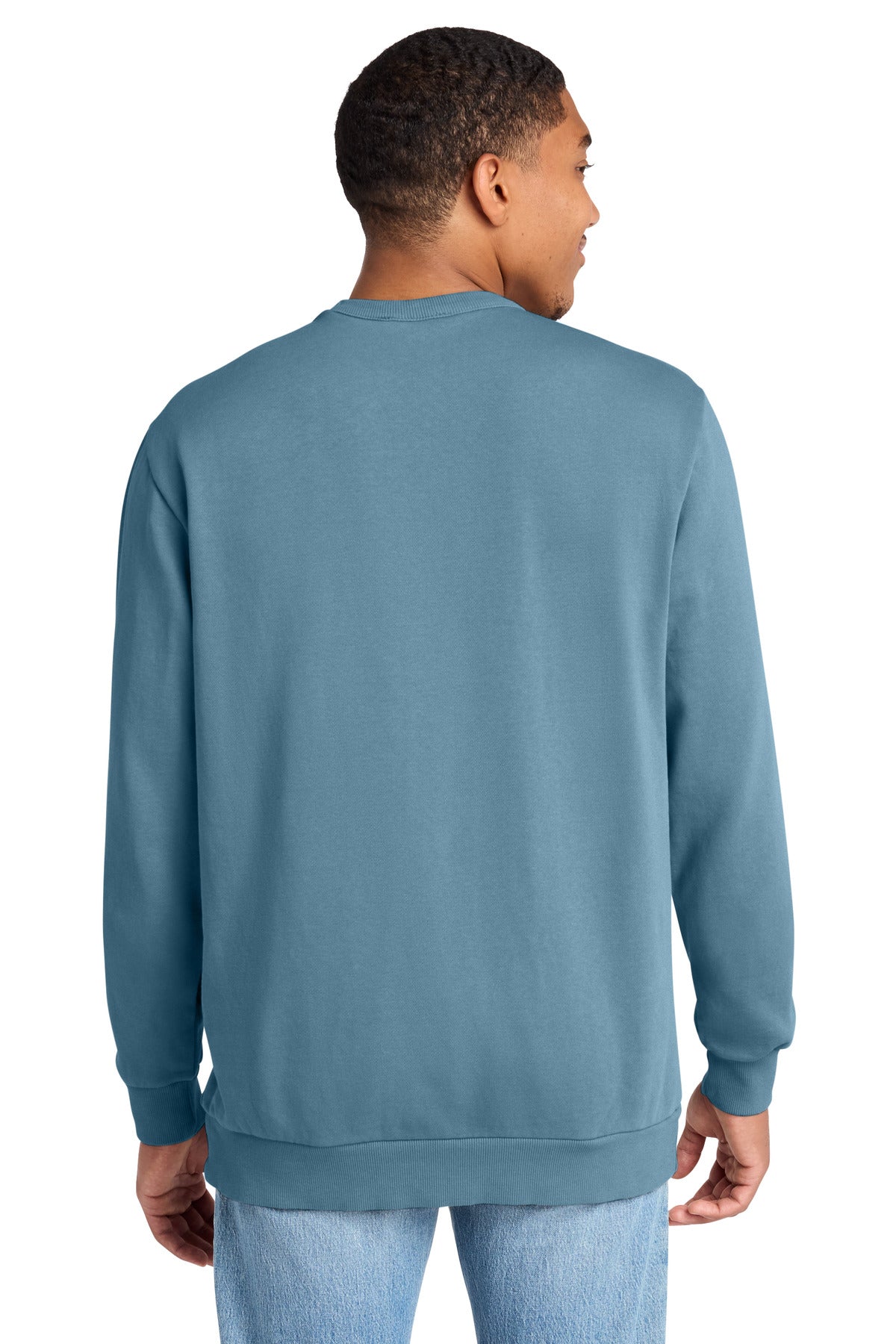 Custom Embroidered District Sweatshirts in Dusk Blue