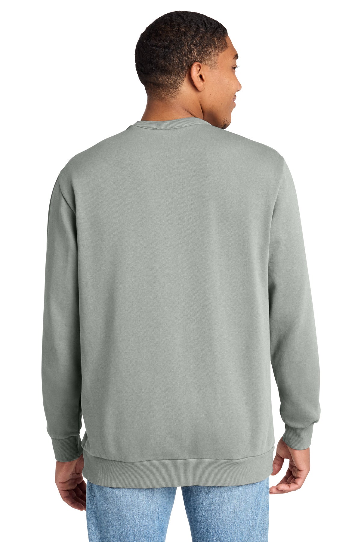Custom Embroidered District Sweatshirts in Gusty Grey