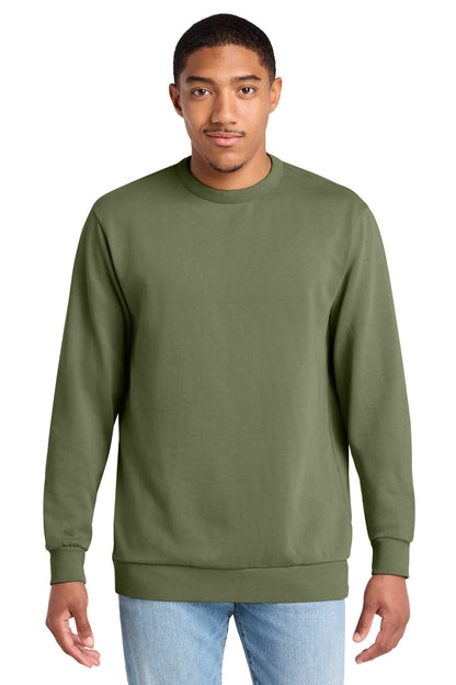 Custom Embroidered District Sweatshirts in Olive Drab Green