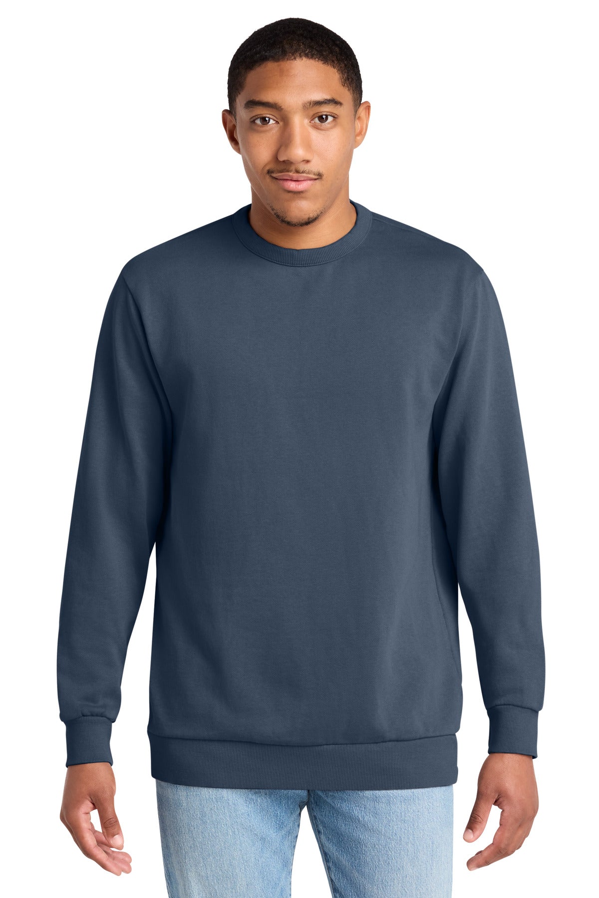 Custom Embroidered District Sweatshirts in True Navy