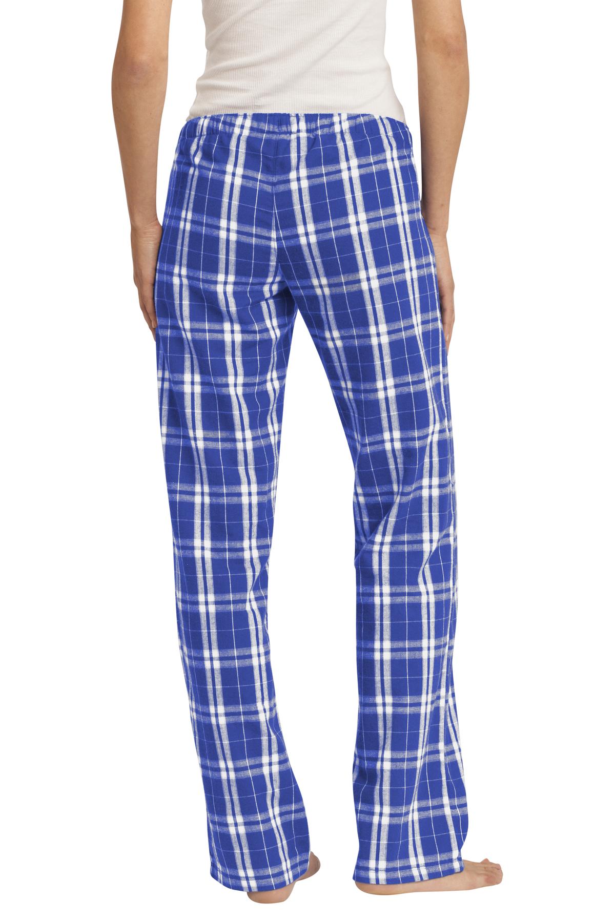 Custom Embroidered District Women's Flannel Plaid Pant. DT2800,Deep Royal