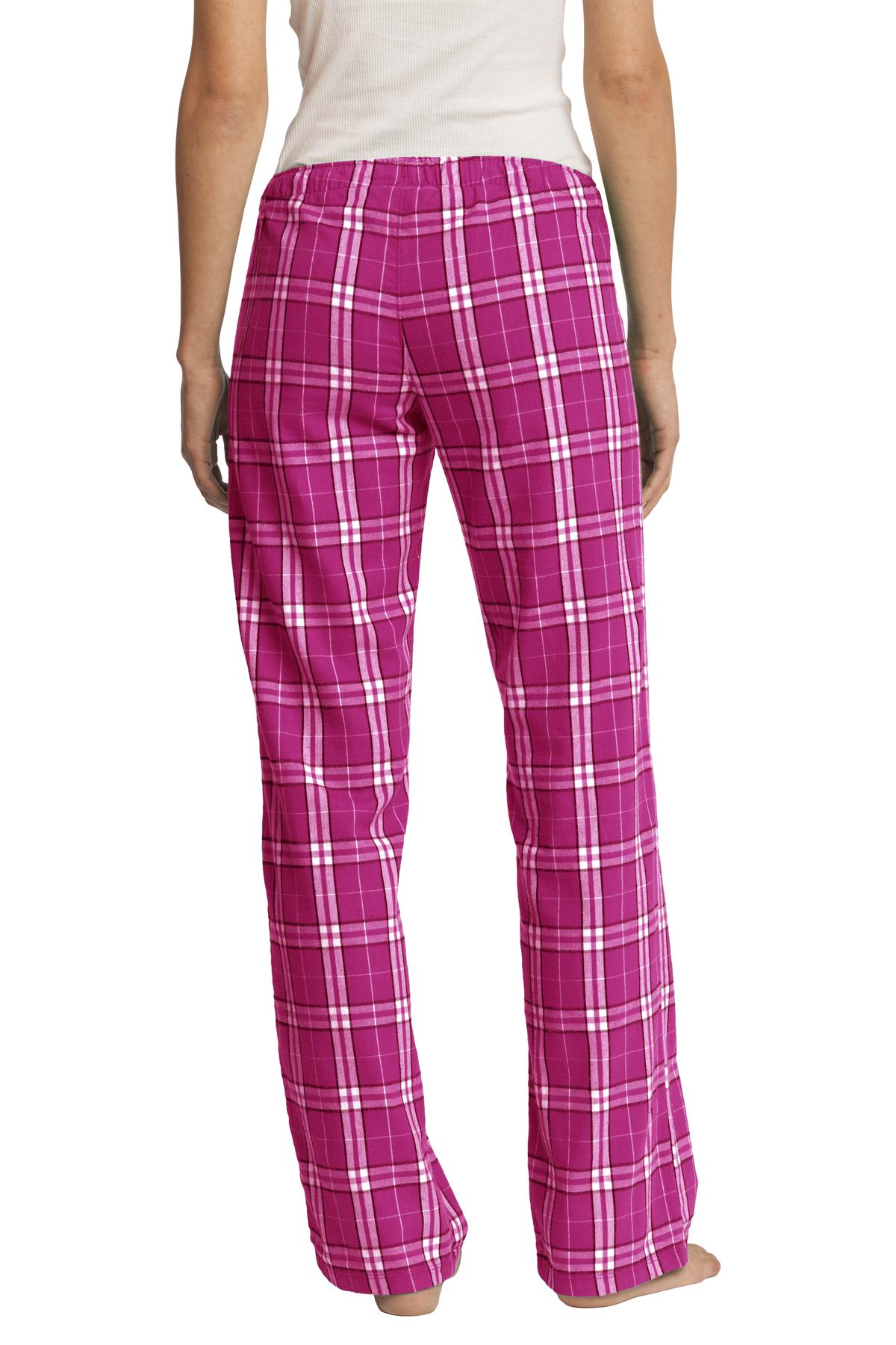 Custom Embroidered District Women's Flannel Plaid Pant. DT2800,Dark Fuchsia
