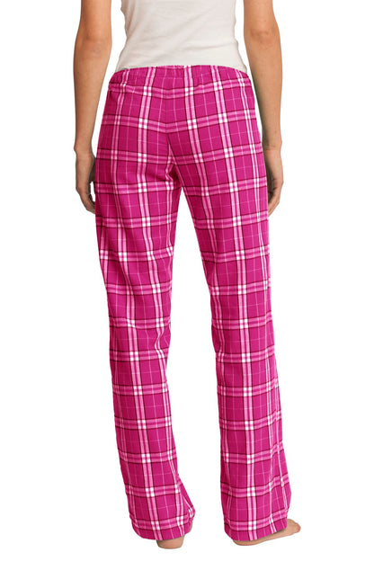 Custom Embroidered District Women's Flannel Plaid Pant. DT2800,Dark Fuchsia