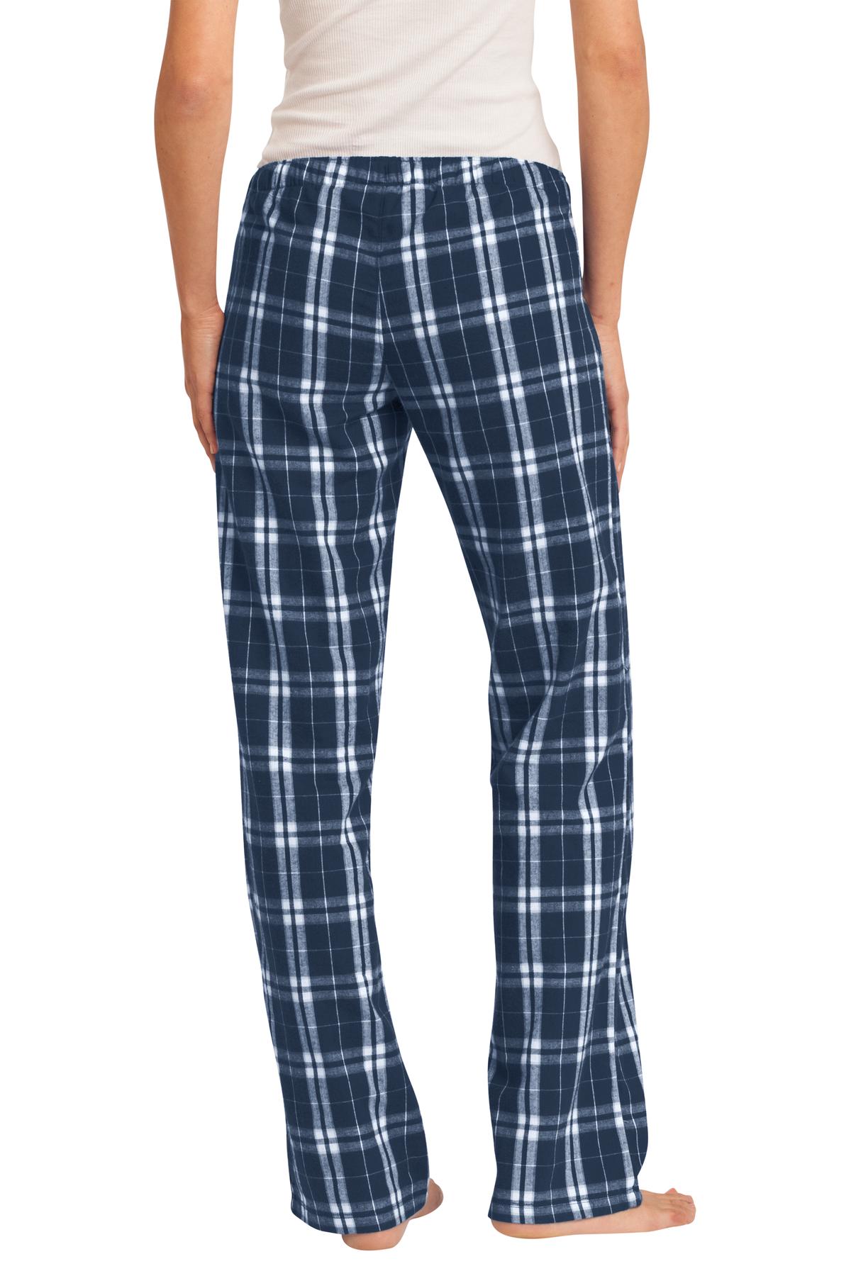 Custom Embroidered District Women's Flannel Plaid Pant. DT2800,True Navy