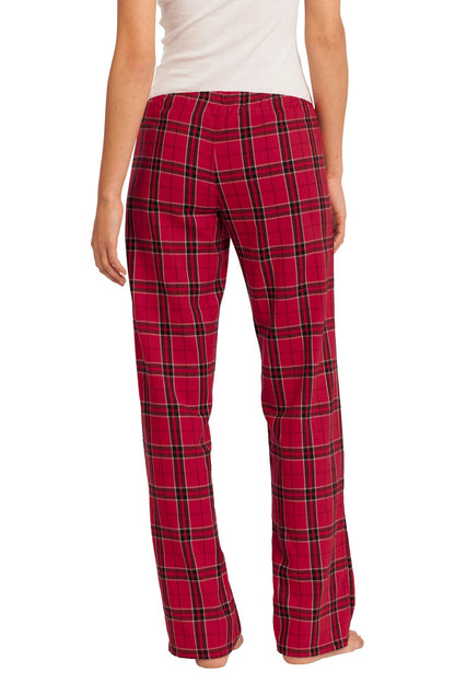 Custom Embroidered District Women's Flannel Plaid Pant. DT2800,New Red