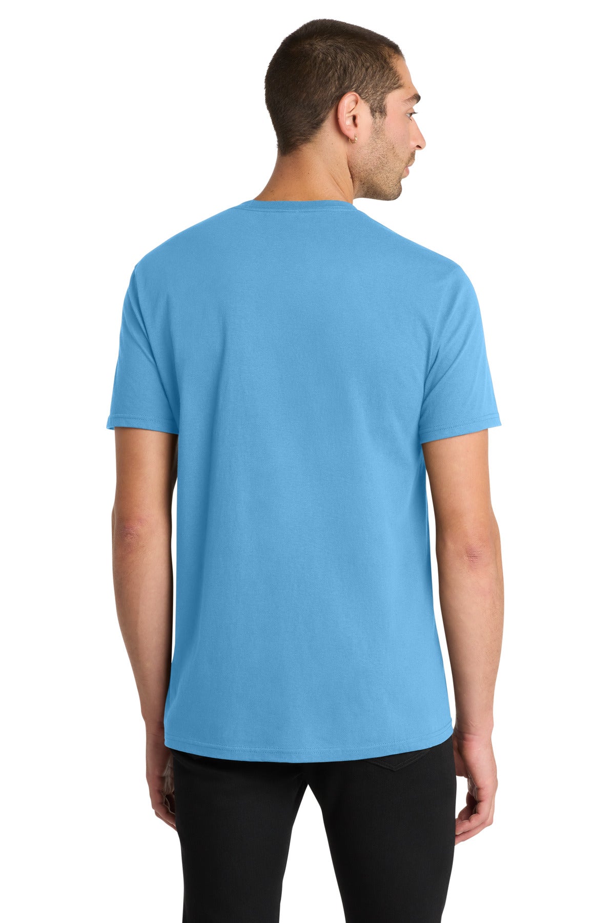 Custom Embroidered District T-Shirts  in Aquatic Blue
