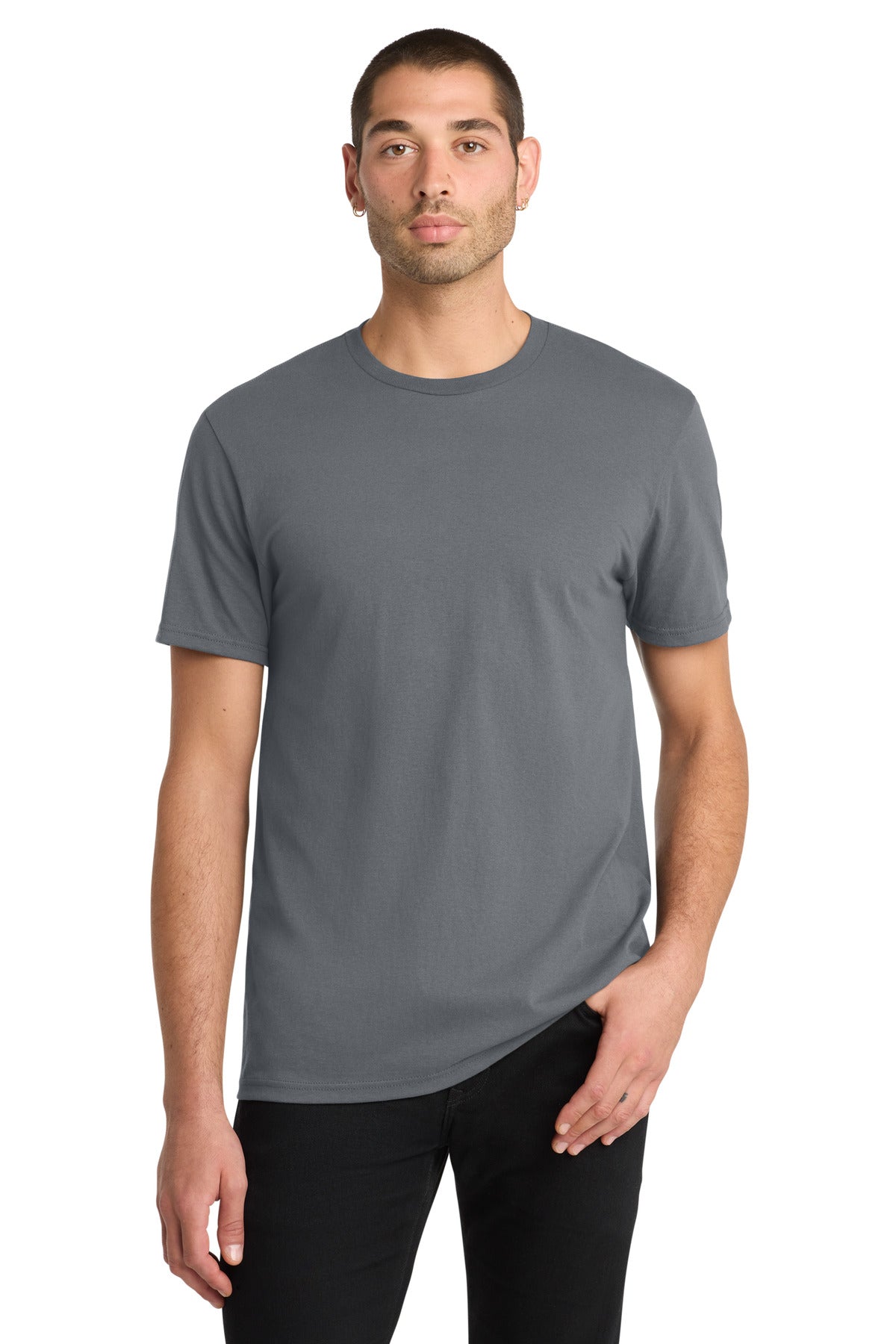 Custom Embroidered District T-Shirts  in Charcoal