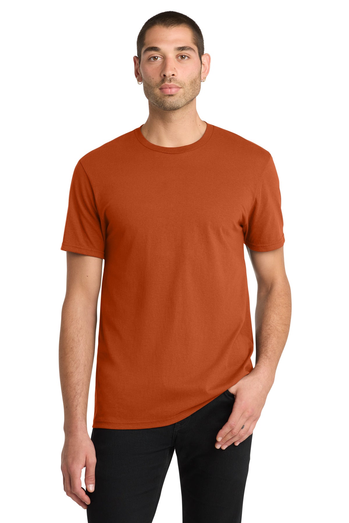 Custom Embroidered District T-Shirts  in Deep Orange