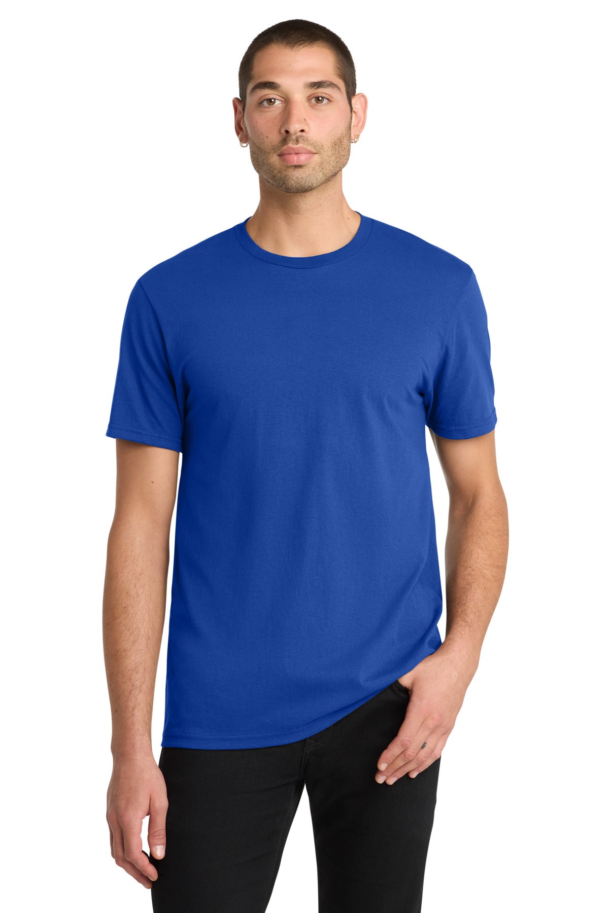 Custom Embroidered District T-Shirts  in Deep Royal