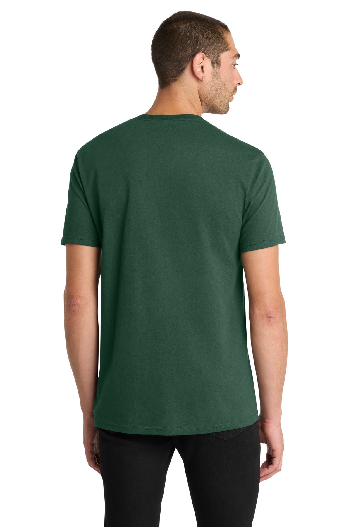 Custom Embroidered District T-Shirts  in Forest Green