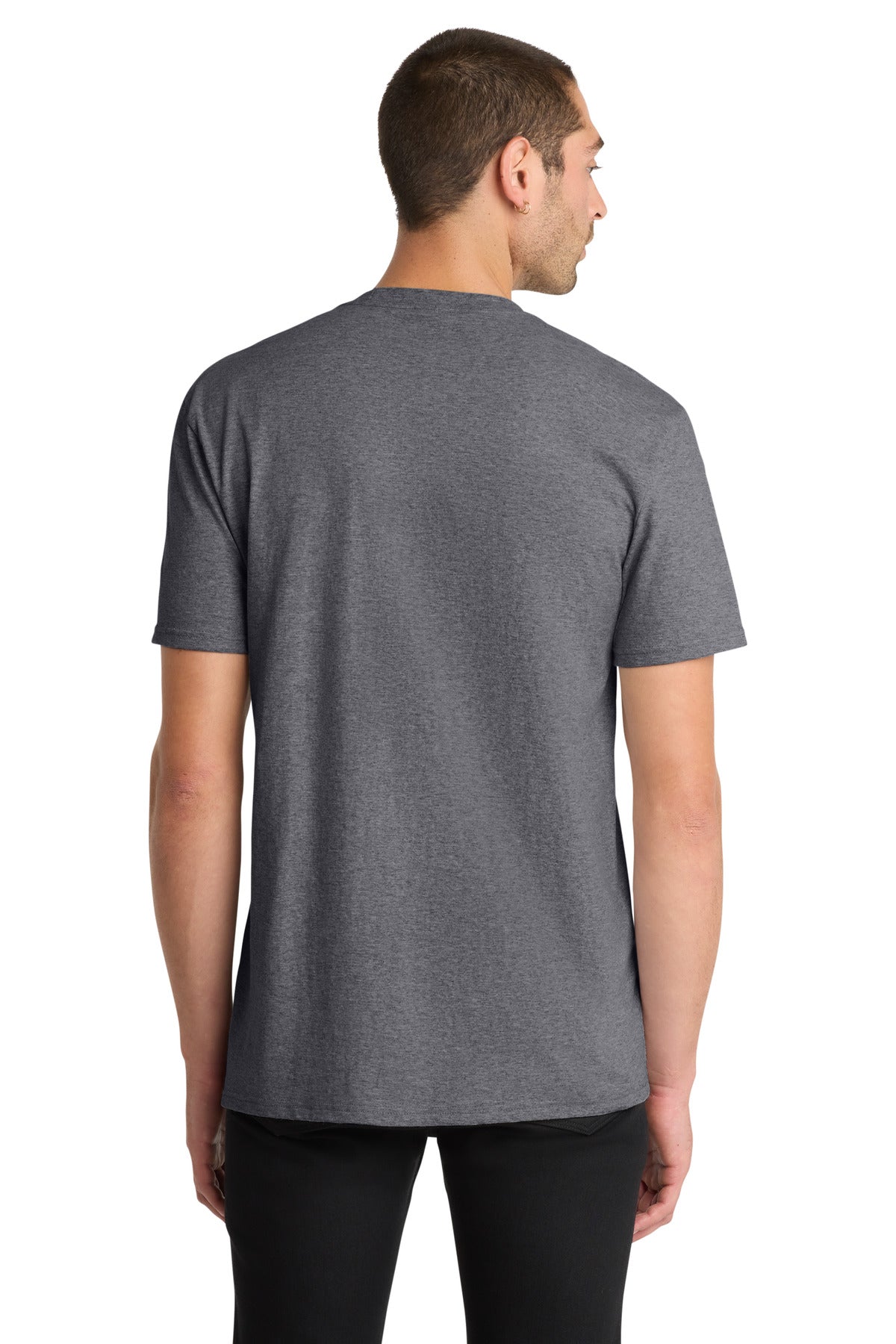 Custom Embroidered District T-Shirts  in Heathered Charcoal