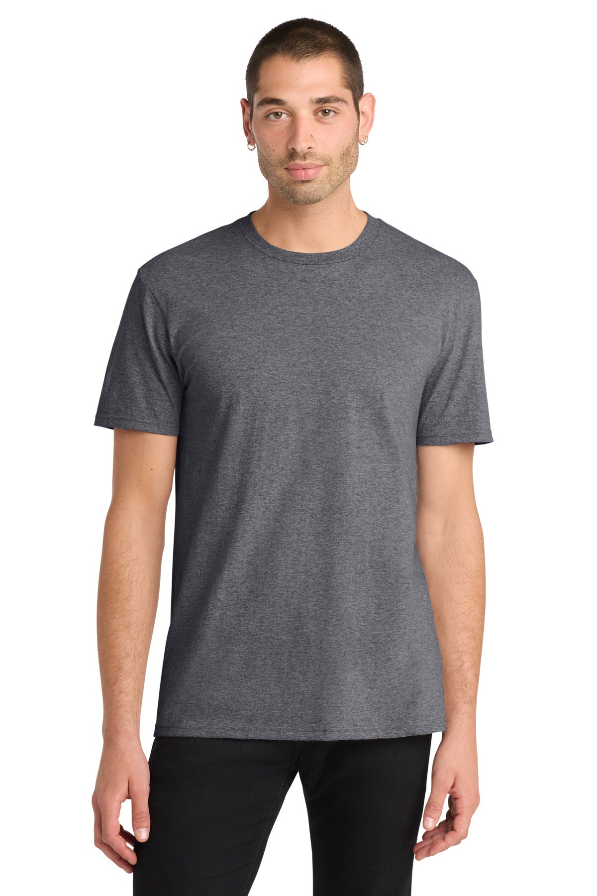 Custom Embroidered District T-Shirts  in Heathered Charcoal