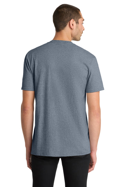 Custom Embroidered District T-Shirts  in Heathered Navy