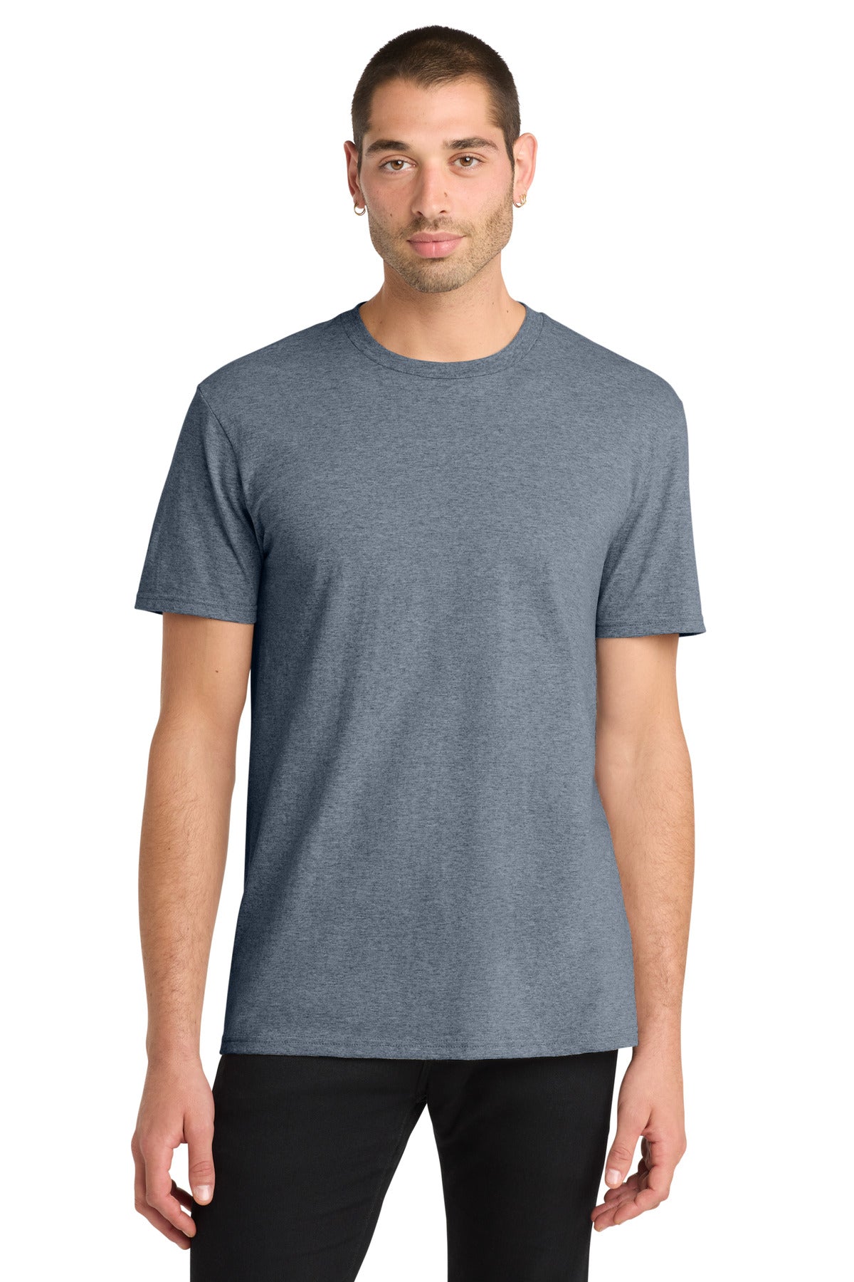Custom Embroidered District T-Shirts  in Heathered Navy