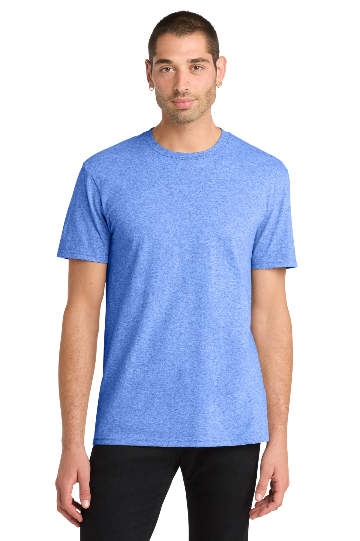 Custom Embroidered District T-Shirts  in Heathered Royal