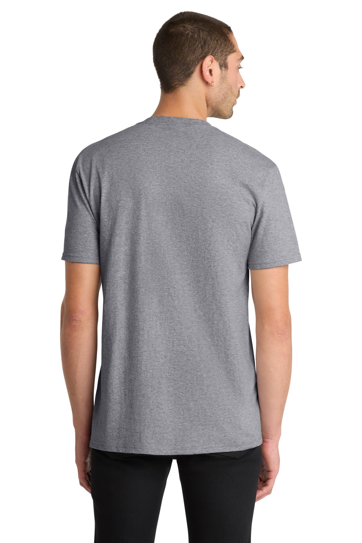 Custom Embroidered District T-Shirts  in Heather Grey