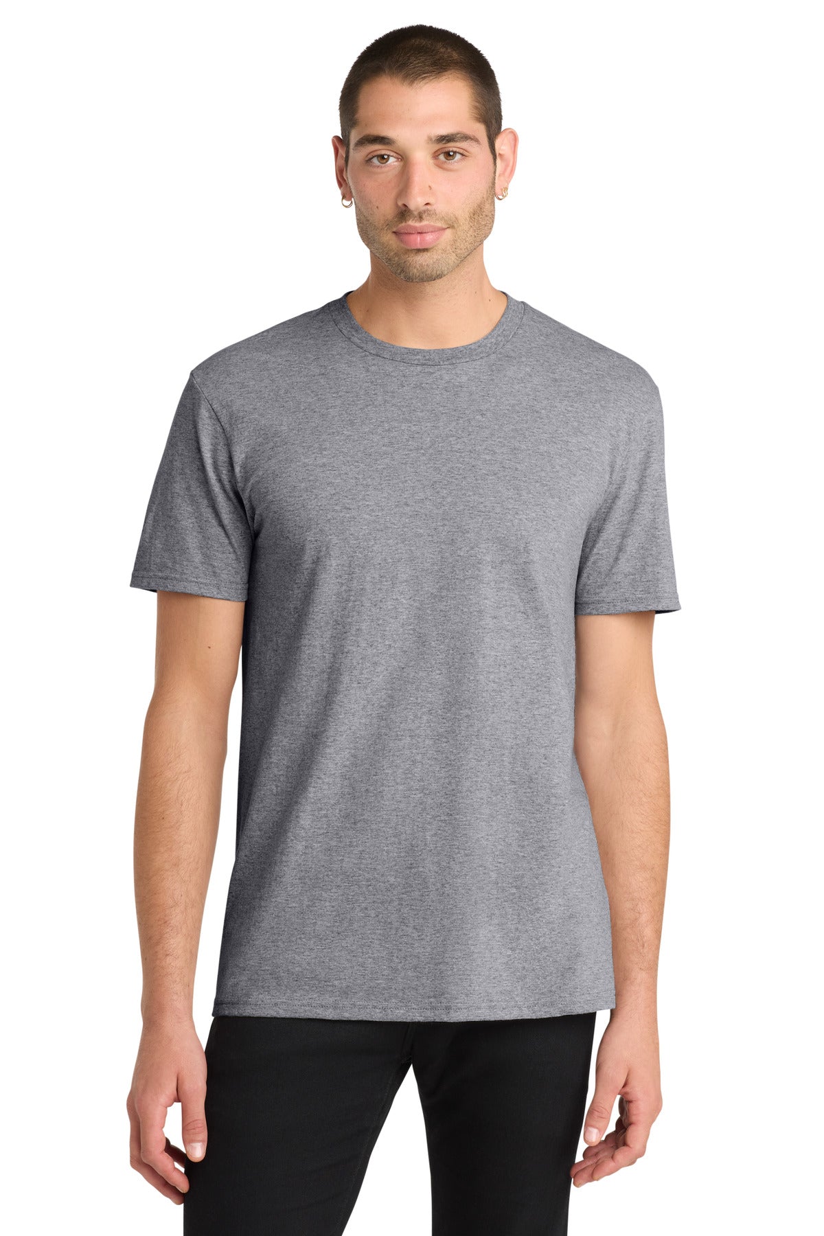 Custom Embroidered District T-Shirts  in Heather Grey