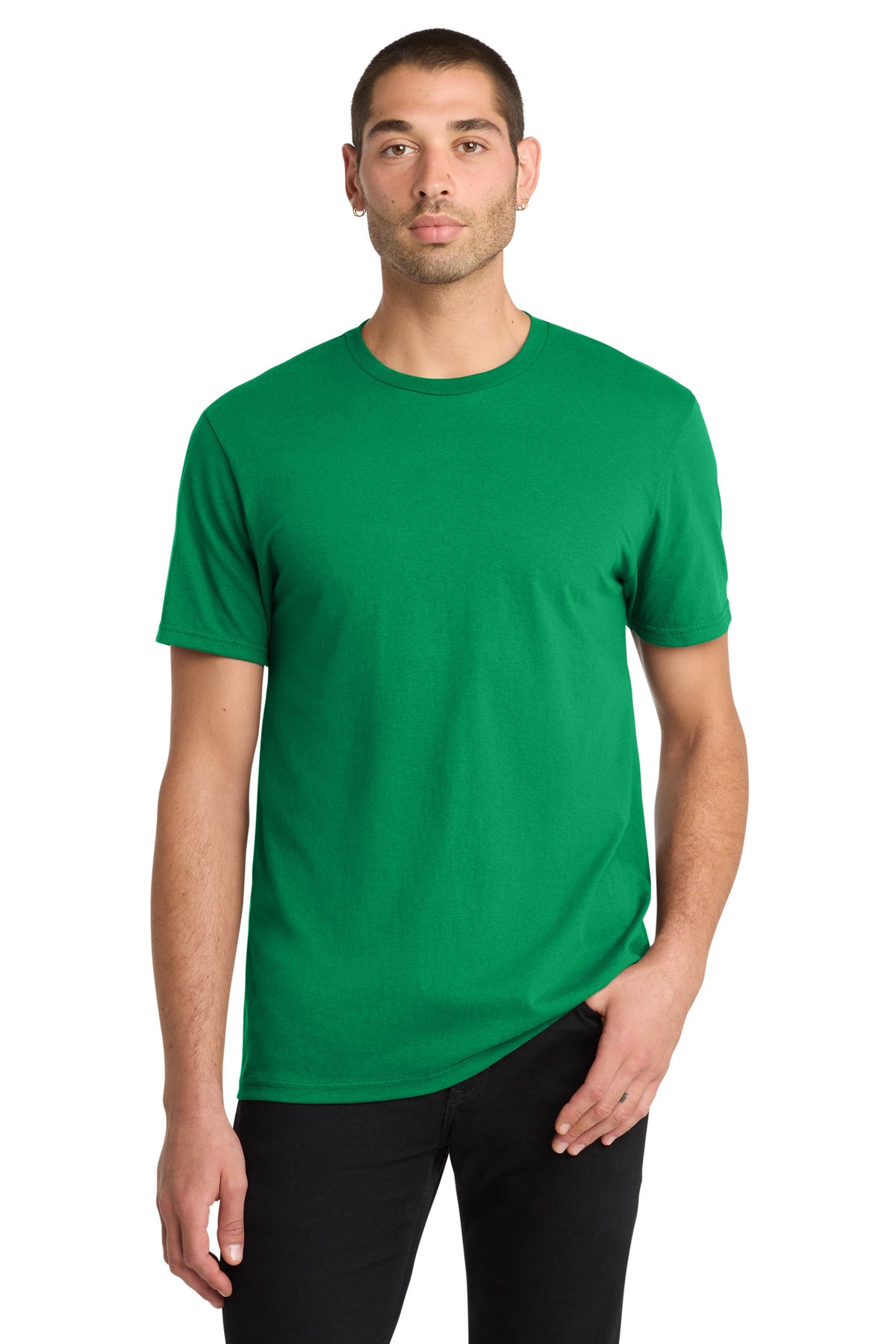 Custom Embroidered District T-Shirts  in Kelly Green