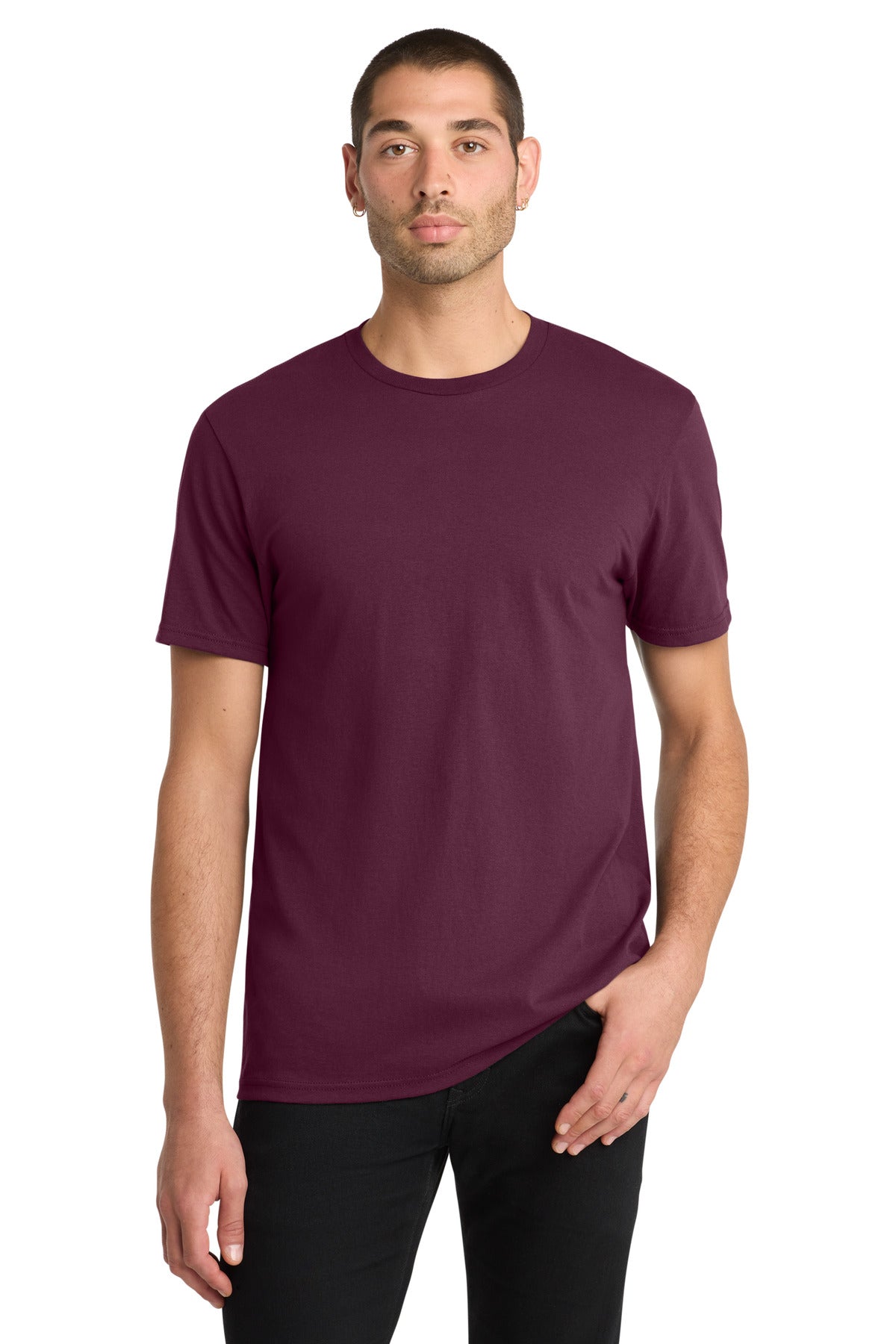 Custom Embroidered District T-Shirts  in Maroon