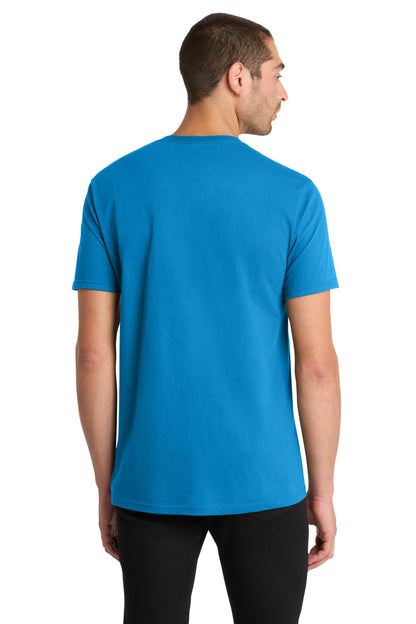 Custom Embroidered District T-Shirts  in Neon Blue