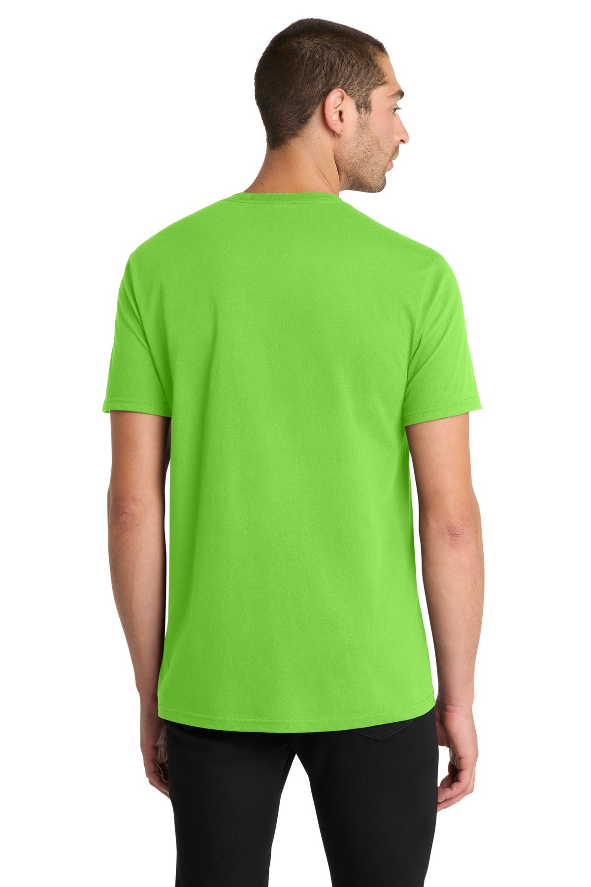Custom Embroidered District T-Shirts  in Neon Green