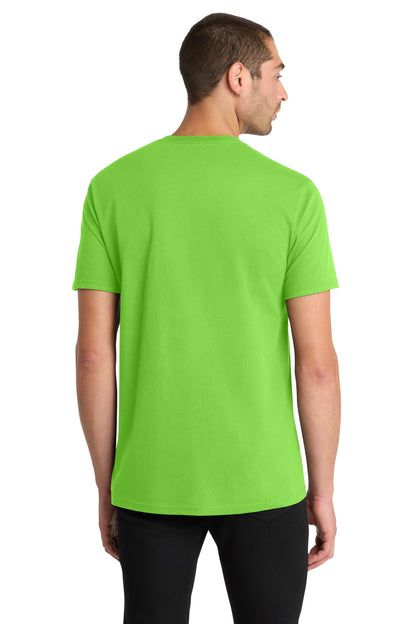Custom Embroidered District T-Shirts  in Neon Green