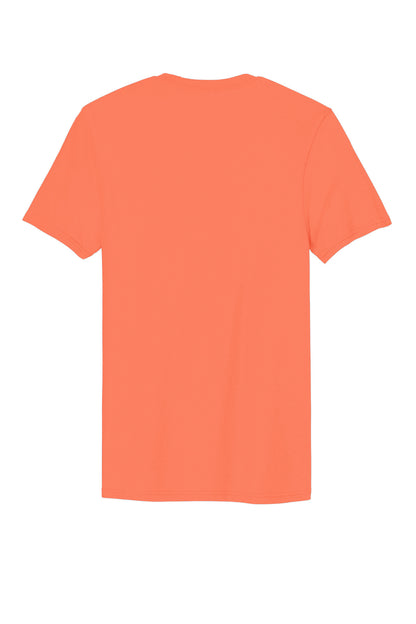 Custom Embroidered District T-Shirts  in Neon Orange