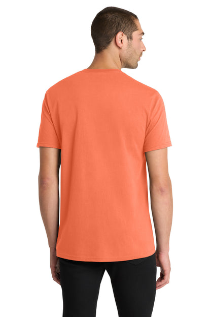 Custom Embroidered District T-Shirts  in Neon Orange