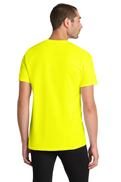 Custom Embroidered District T-Shirts  in Neon Yellow