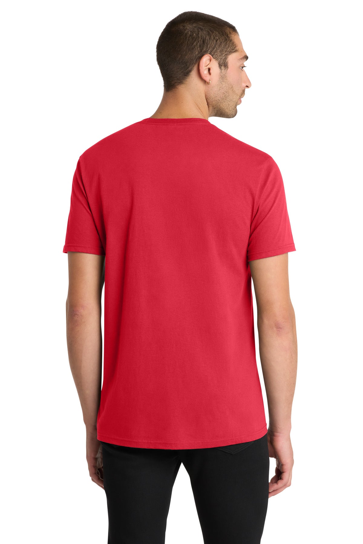 Custom Embroidered District T-Shirts  in New Red