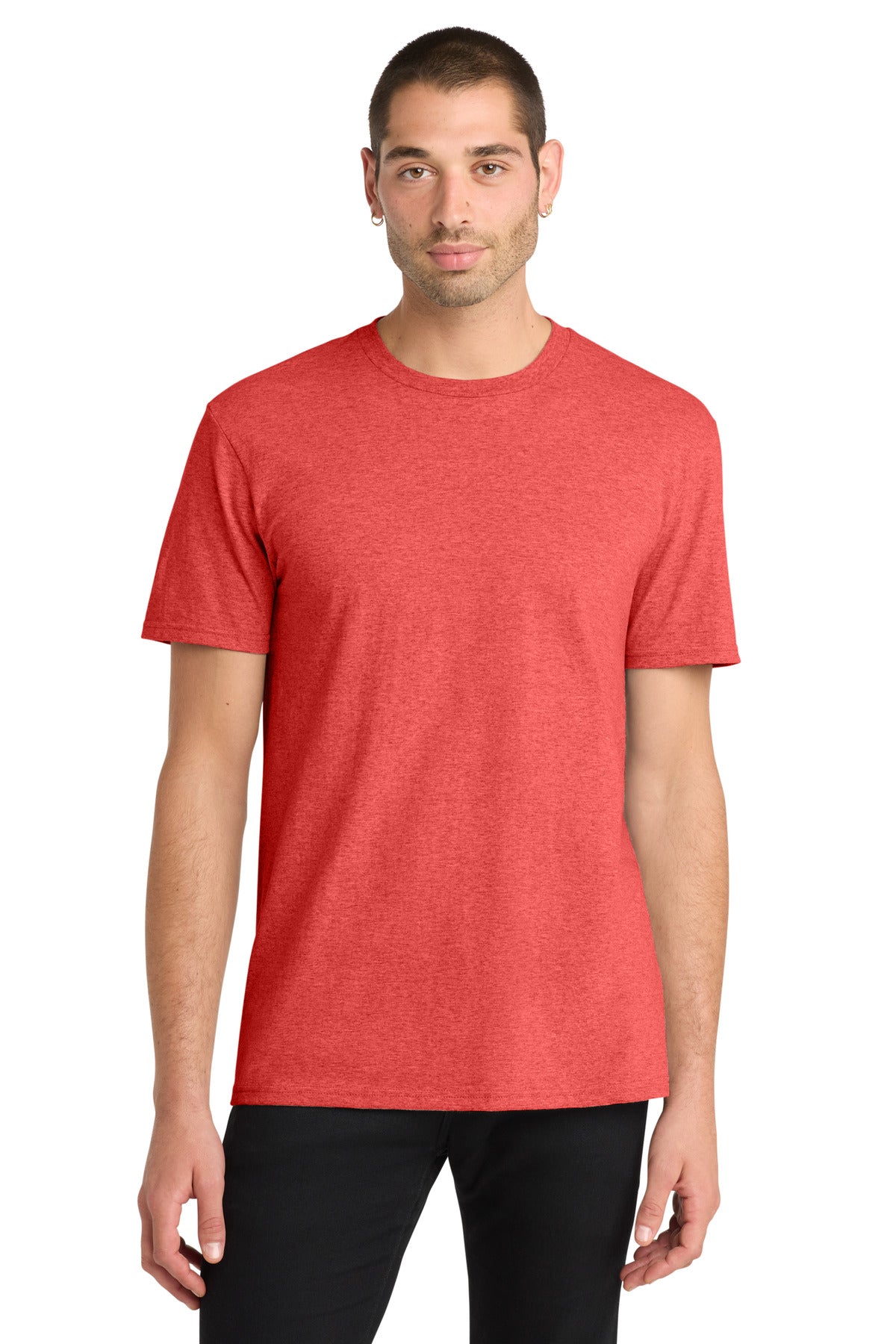 Custom Embroidered District T-Shirts  in New Red Heather