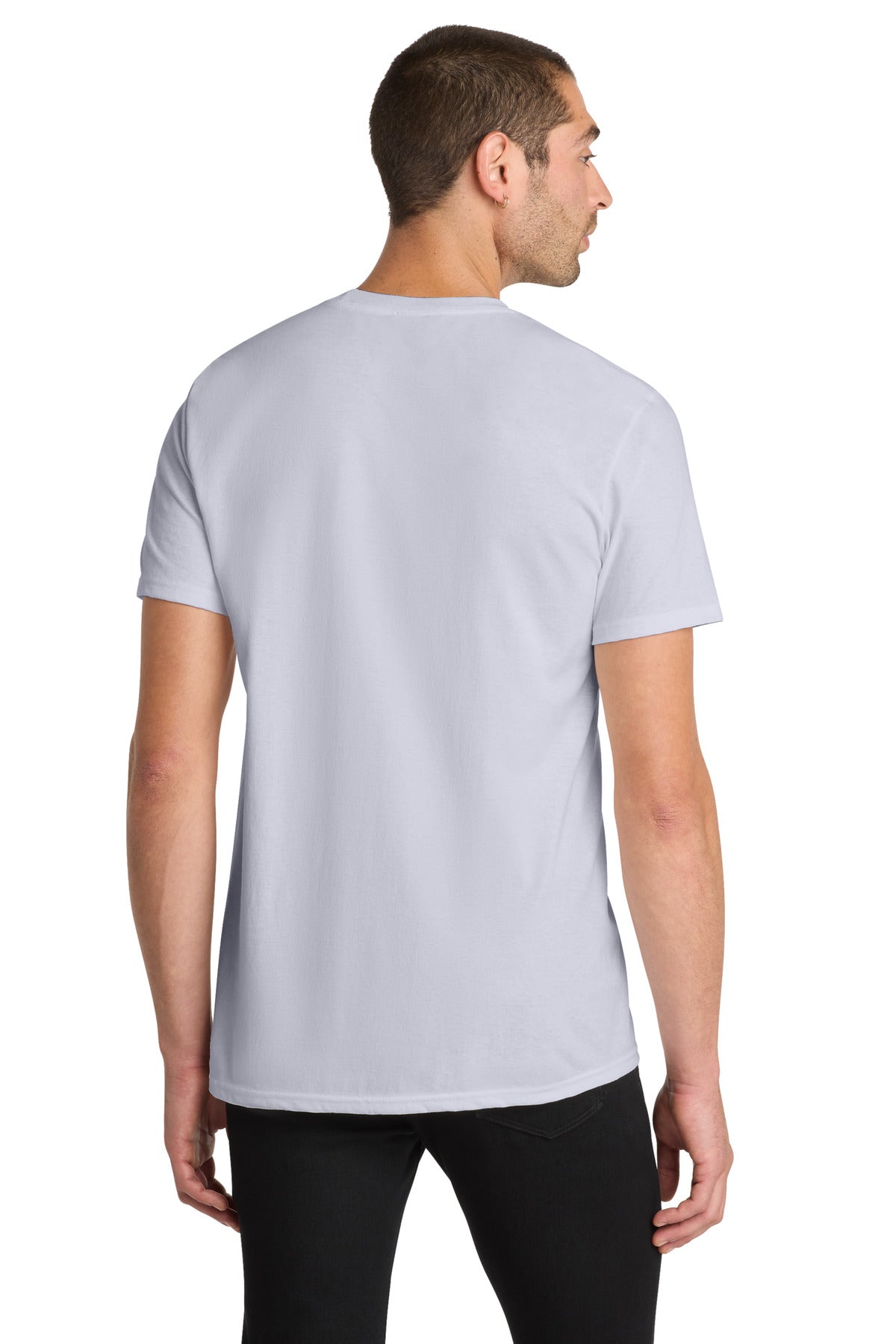Custom Embroidered District T-Shirts  in Silver