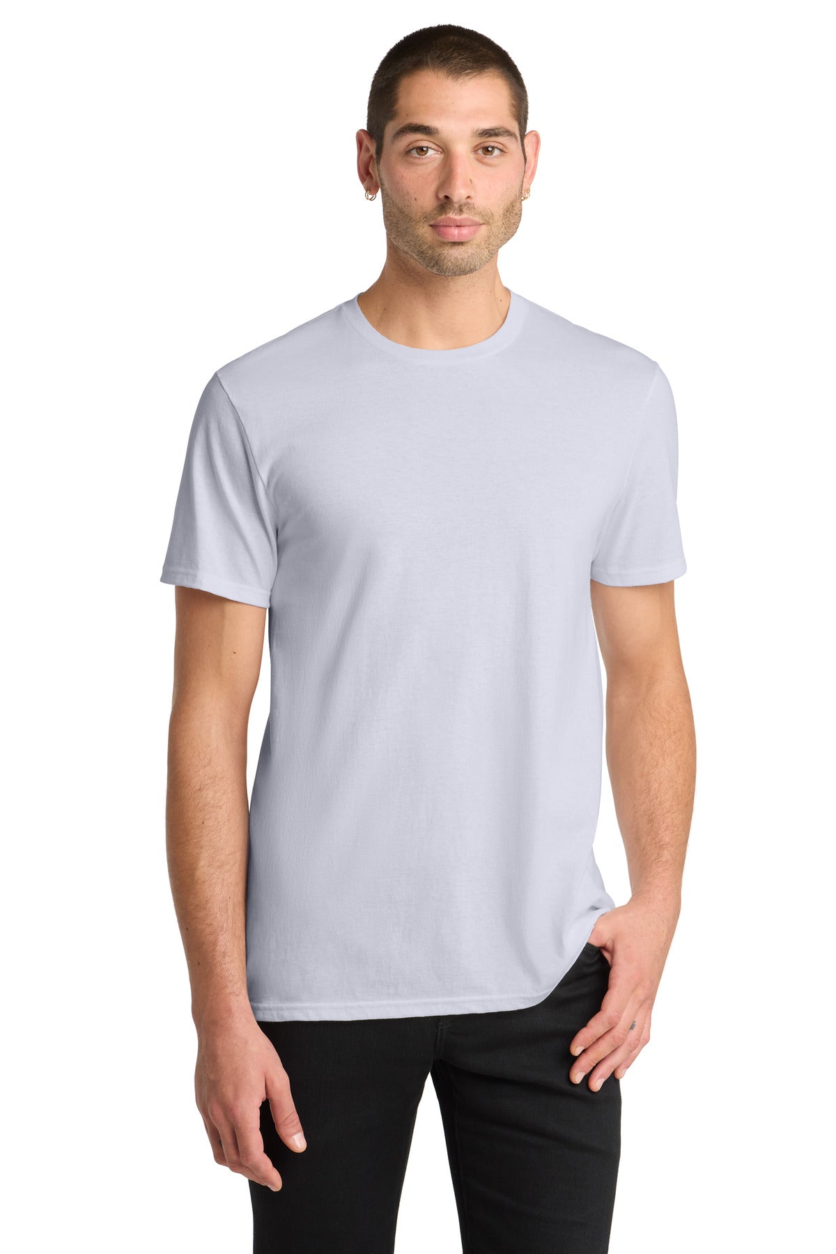 Custom Embroidered District T-Shirts  in Silver