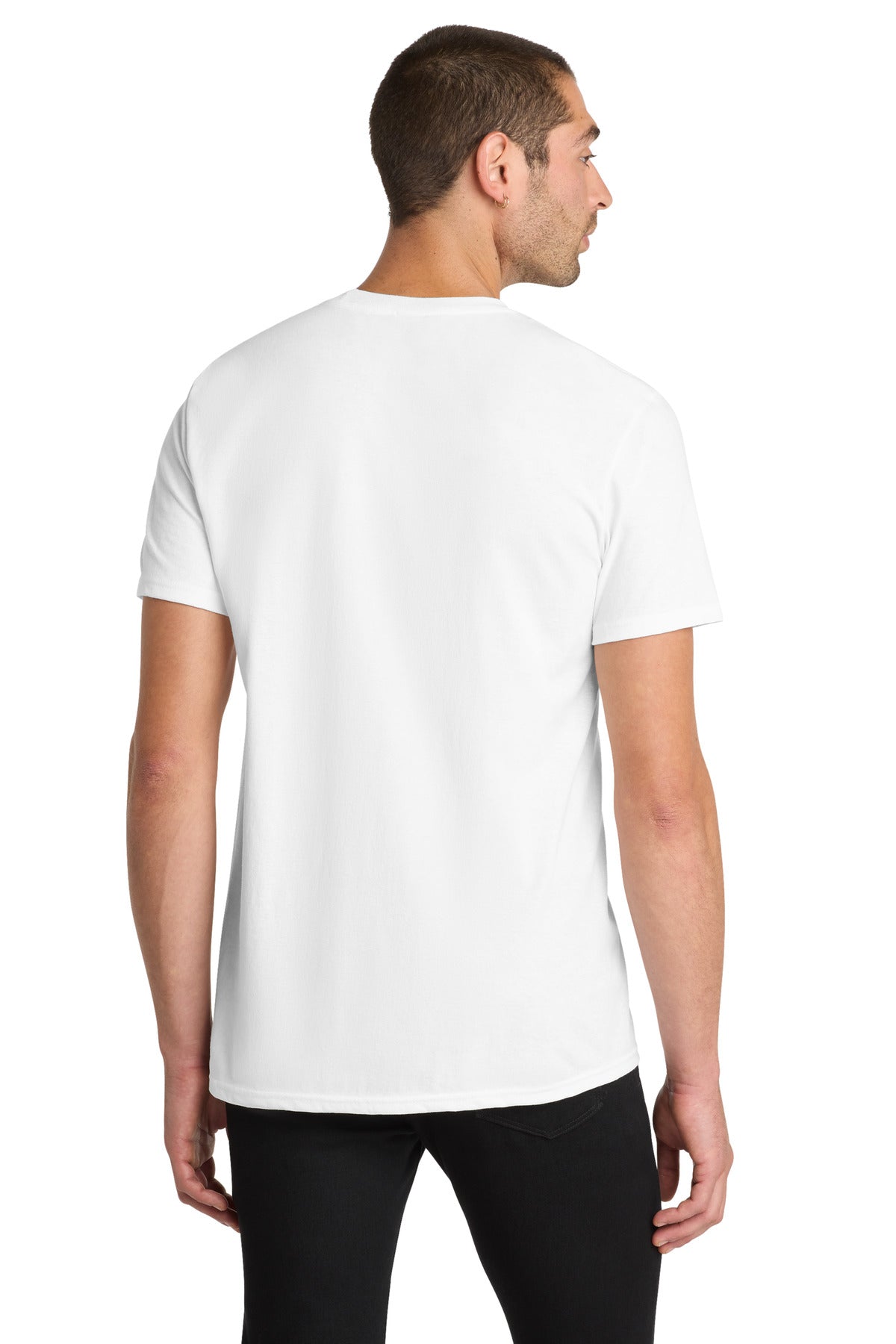 Custom Embroidered District T-Shirts  in White