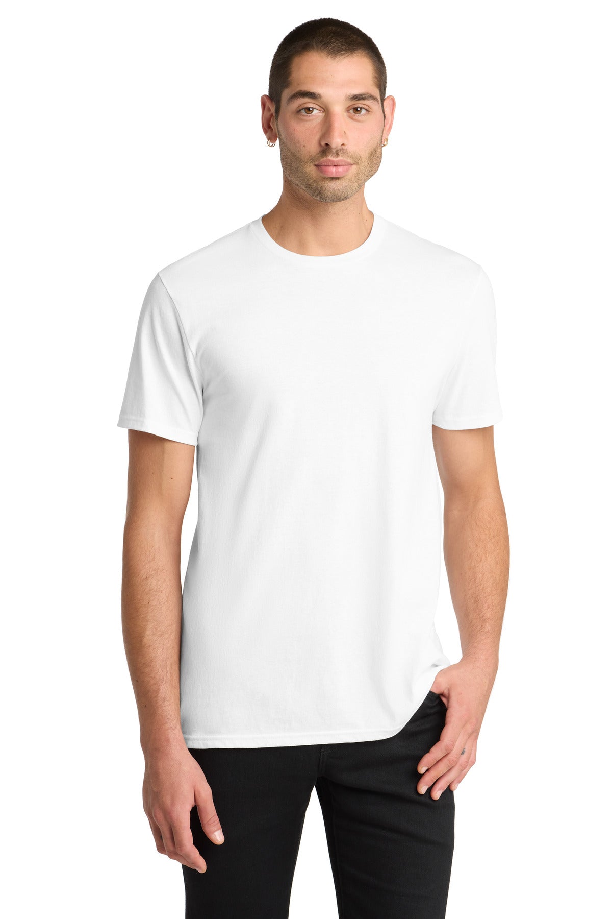 Custom Embroidered District T-Shirts  in White