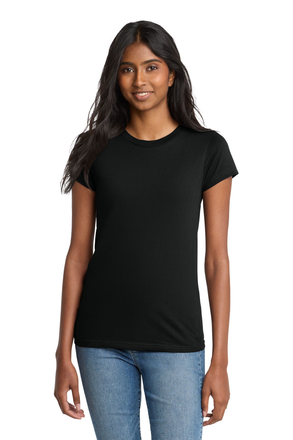 Custom Embroidered District T-Shirts  in Black