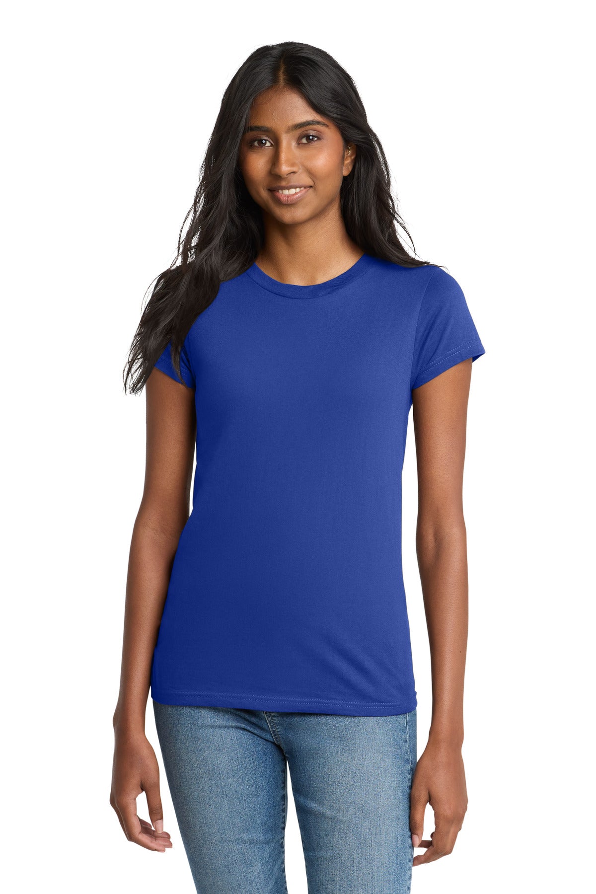 Custom Embroidered District T-Shirts  in Deep Royal