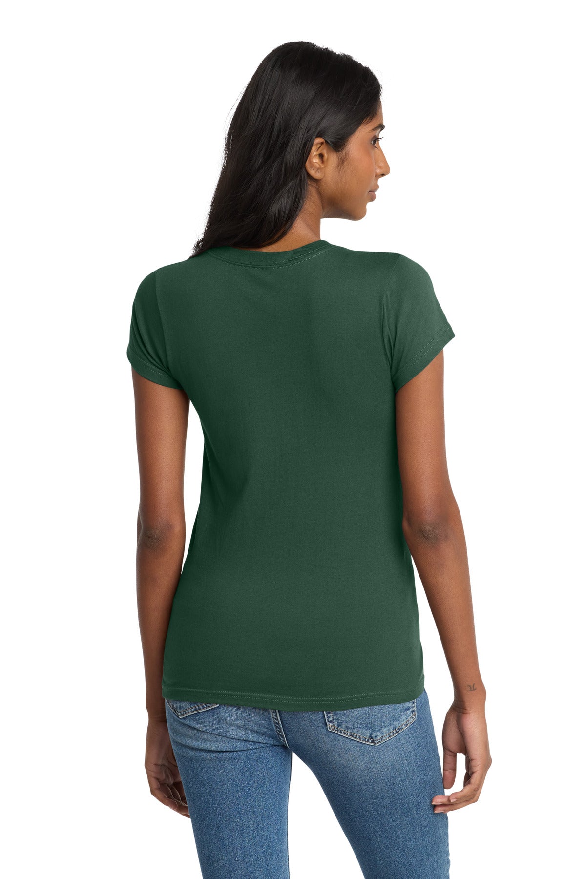Custom Embroidered District T-Shirts  in Forest Green