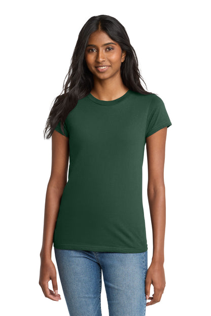 Custom Embroidered District T-Shirts  in Forest Green