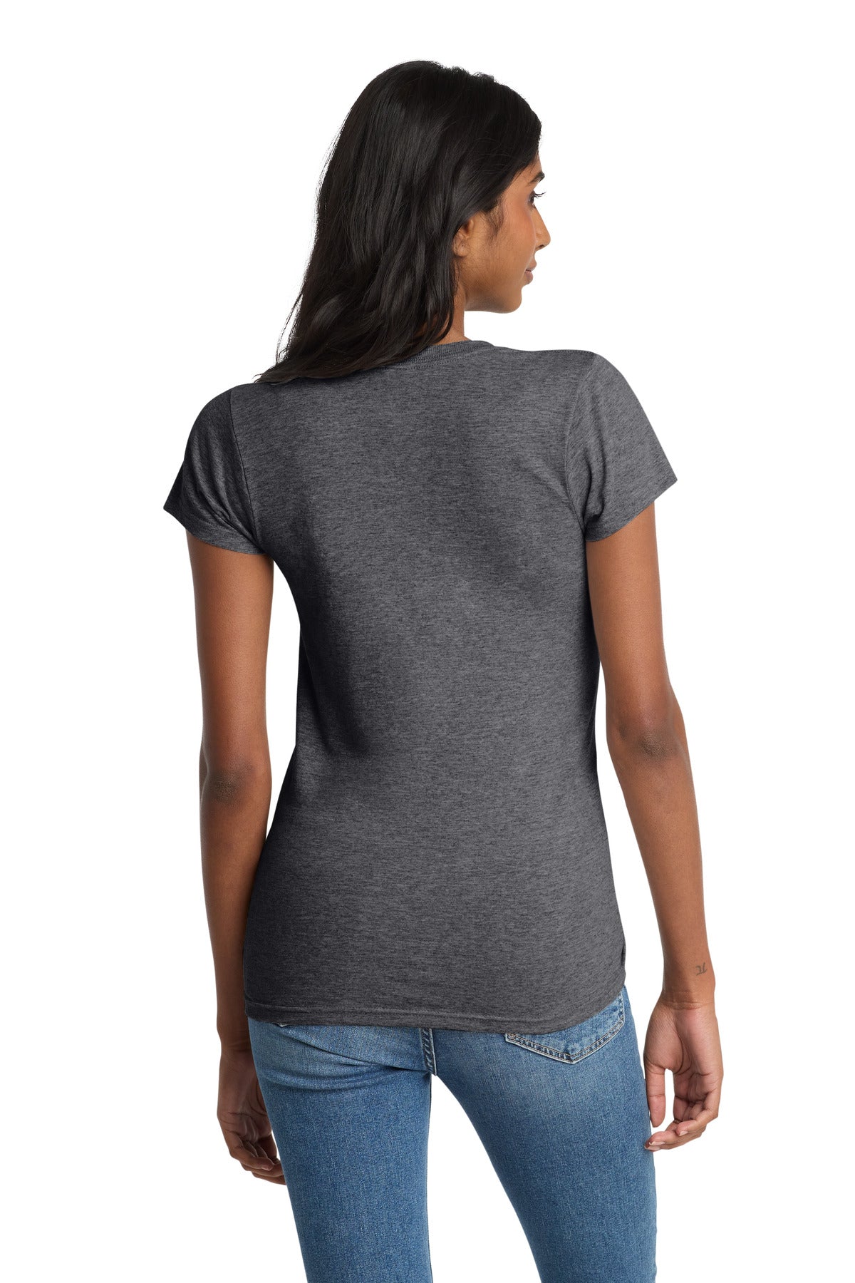 Custom Embroidered District T-Shirts  in Heathered Charcoal